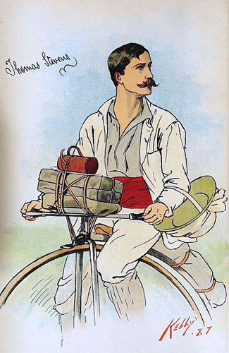 Томас Стивенс совершил первое кругосветное путешествие на велосипеде пенни-фартинг
