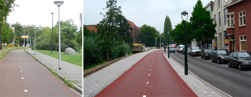 Разделённые велосипедные и пешеходные дорожки в Голландии