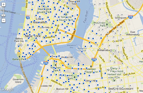 Интерактивная карта велопроката в Нью-Йорке