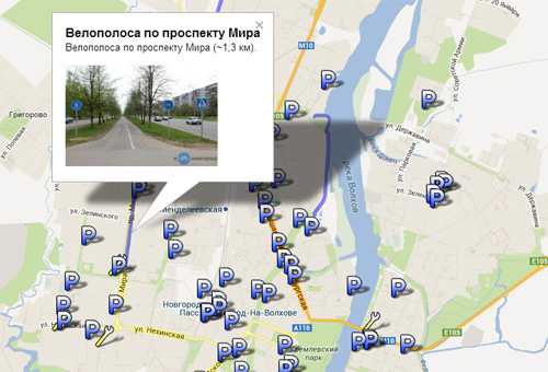 Велосипедная карта Великого Новгорода