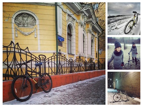 Подборка фотографий участников конкурса «Зима на велосипеде»