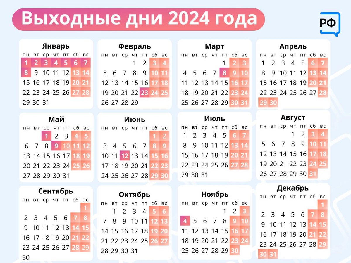 Представлен производственный календарь на 2024 год — GPVN.RU
