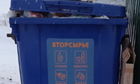 Синий бак для раздельного сбора отходов