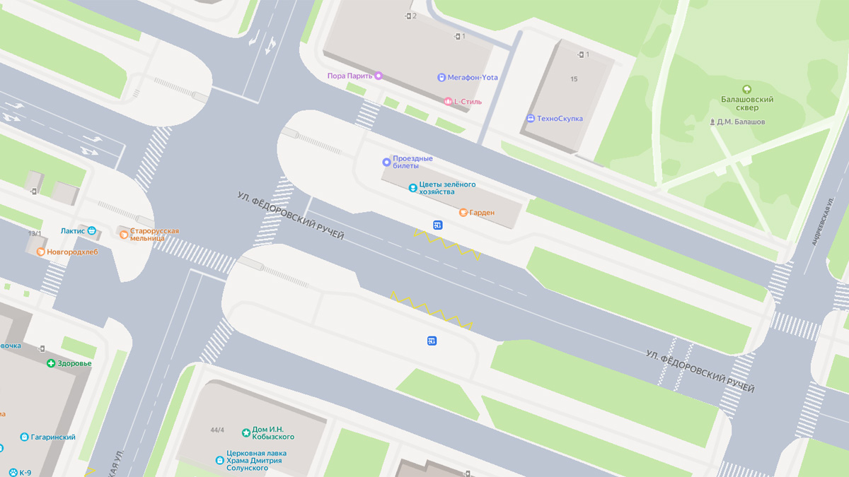 Дорожная разметка на Яндекс.Картах
