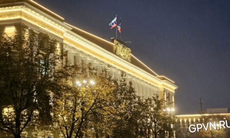 Подсветка здания правительства Новгородской области