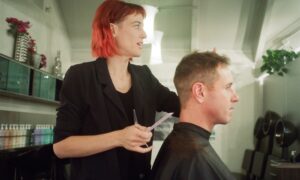Man getting a haircut in a salon