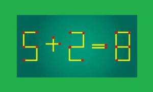Головоломка со спичками — равенство 5+2=8 с ошибкой