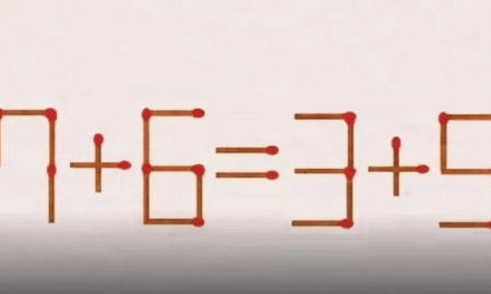 Головоломка со спичками — уравнение 7+6=3+5 с ошибкой
