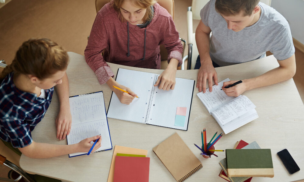Школьники корпят над уроками