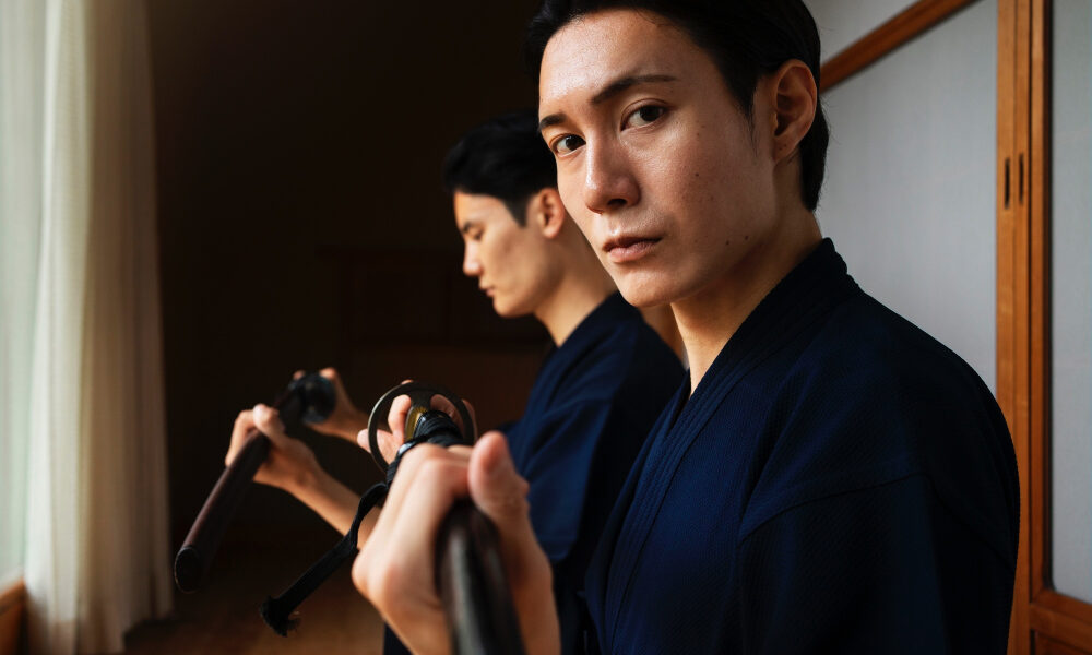 Японский самурай в кимоно