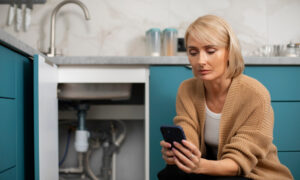 Женщина звонит сантехнику