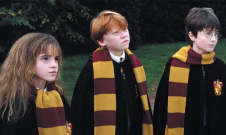 Гарри, Рон и Гермиона слушают Хагрида