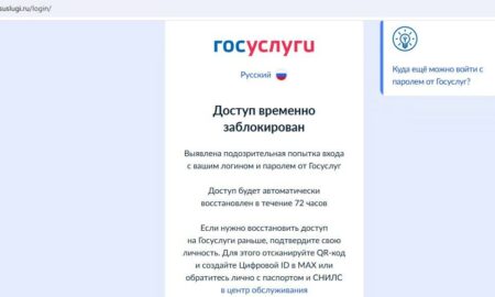 Скрин с заблокированного сайта Госуслуг