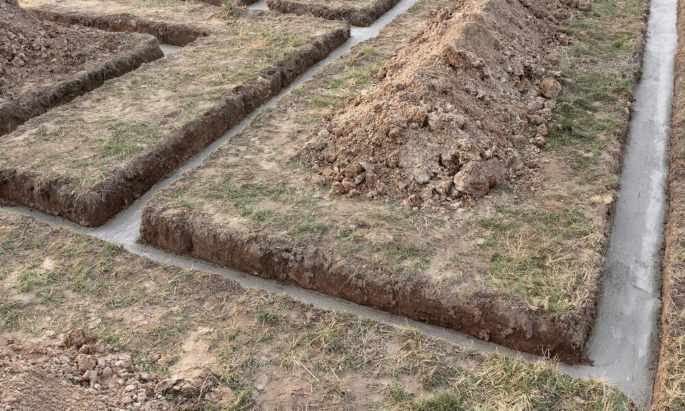 Бетон в траншее