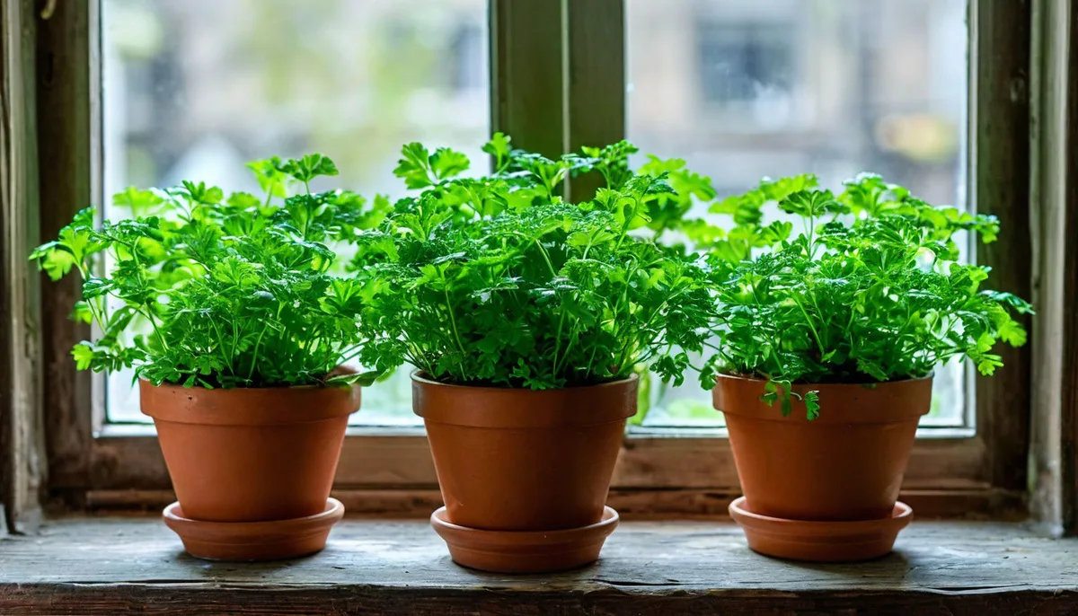 Петрушка на подоконнике