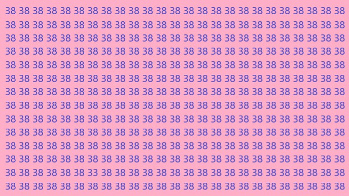 много чисел "38" на розовом фоне и одно число "33"