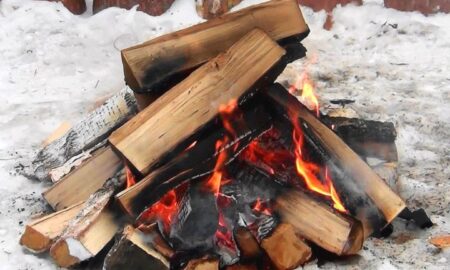 костер зимой