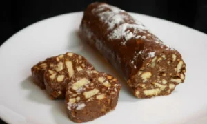 шоколадная колбаса с орехами