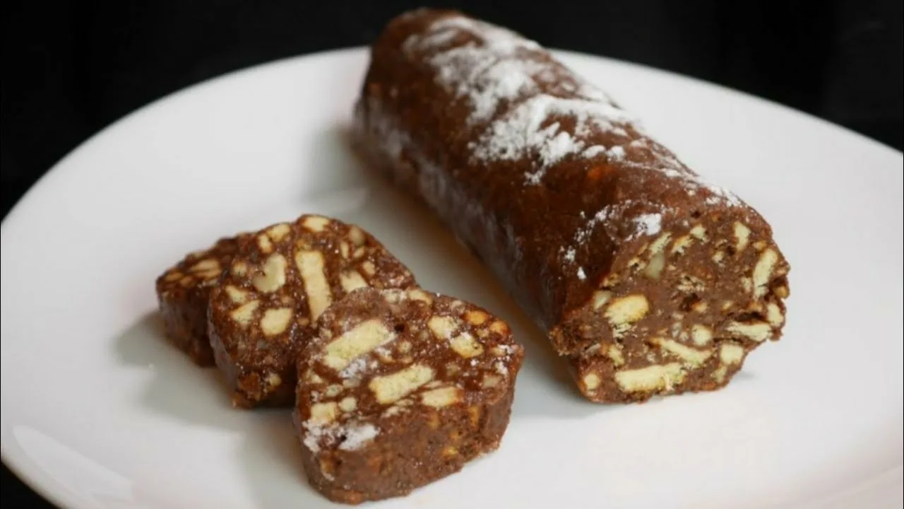 шоколадная колбаса с орехами