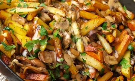 жареная картошка с грибами