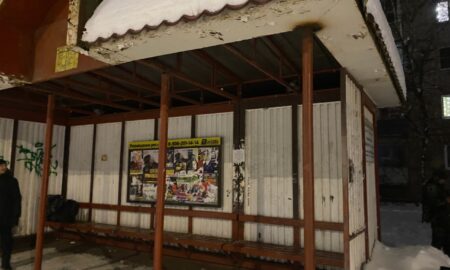 Городская остановка с голубями