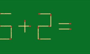 пример из спичек "6+2=1" на зелёном фоне