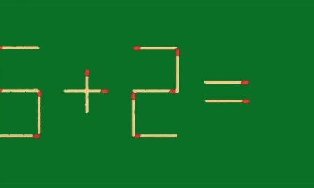 пример из спичек "6+2=1" на зелёном фоне