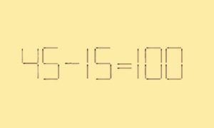 неверное равенство «45-15=1-00», составленное из спичек
