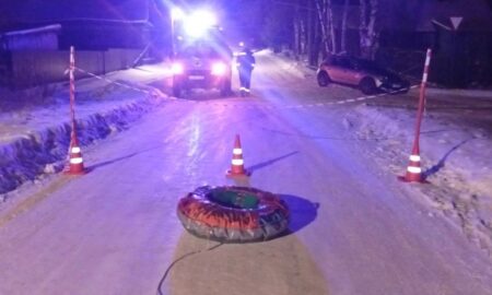 Место ДТП с тюбингом в Новгородской области