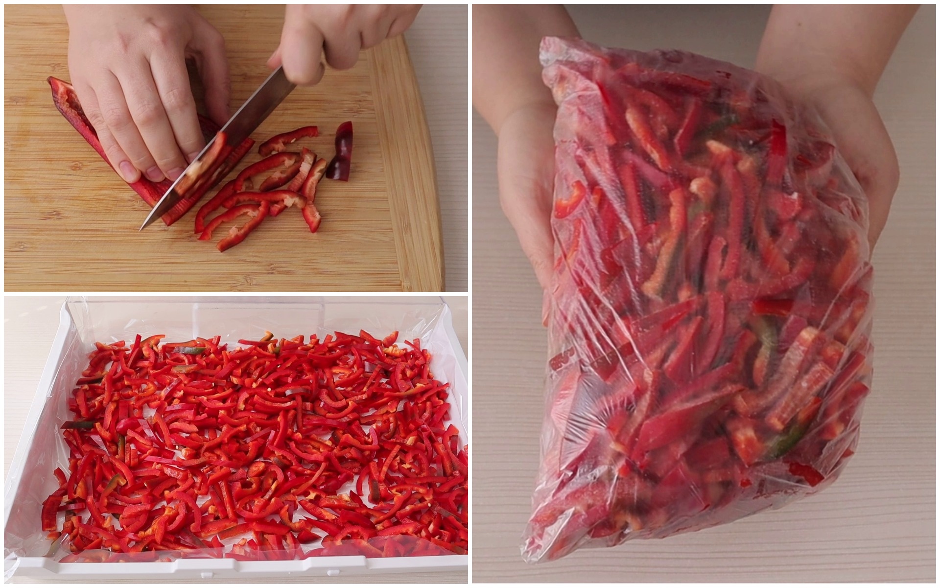 Процесс заморозки болгарского перца