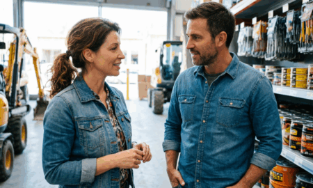 Женщина и мужчина в строительном магазине