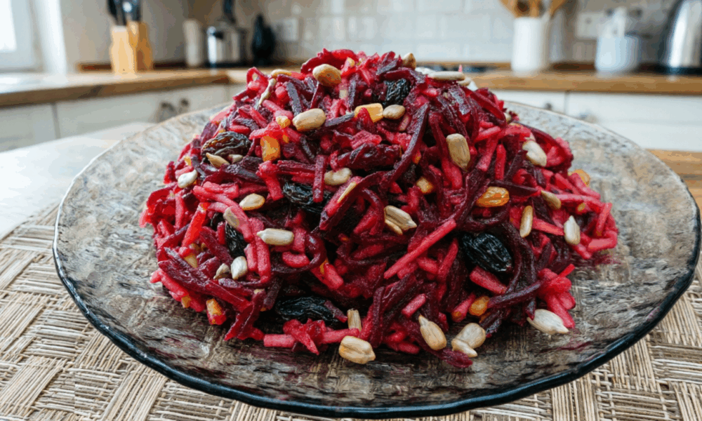 Салат из свёклы, яблока и изюма