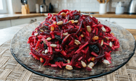 Салат из свёклы, яблока и изюма