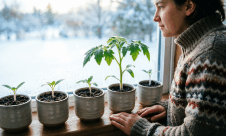 Дачница следит за рассадой