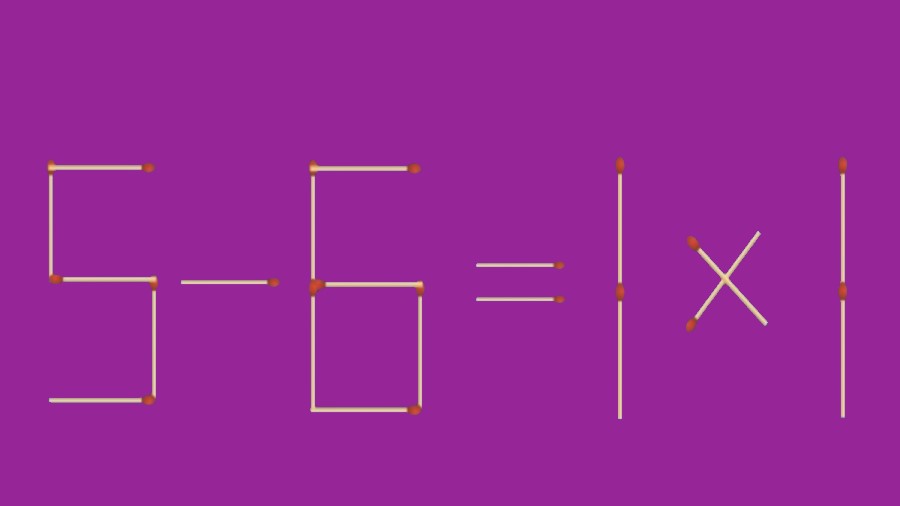 Уравнение 5-6=1х1, составленное их спичек