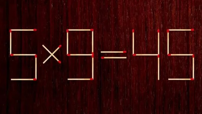 уравнение 5х9=45, составленное из спичек