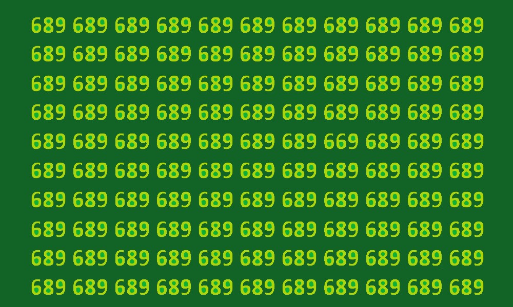 множество чисел 689 и одно 669 на зелёном фоне