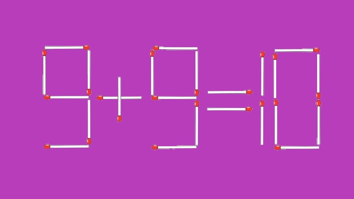 пример 9+9=10, составленный из спичек