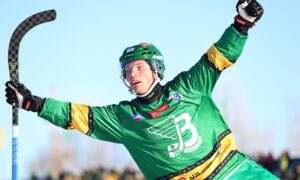 Хоккеист радуется забитому голу