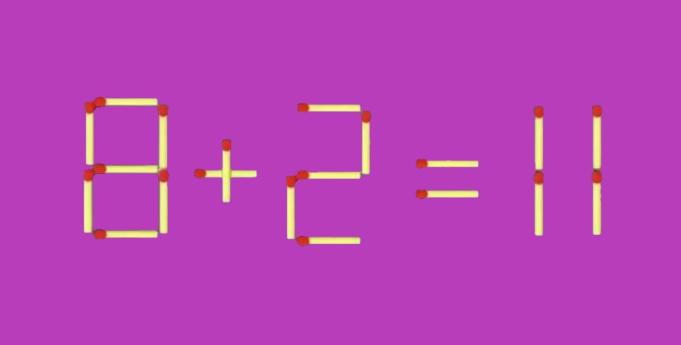 уравнение 8+2=11, составленное из спичек