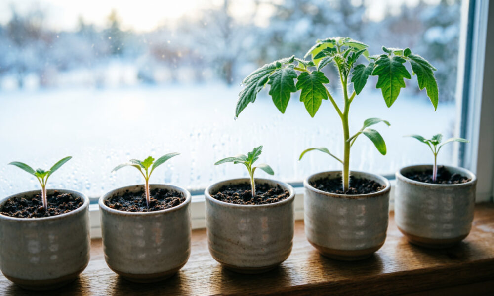 Рассада томатов на подоконнике