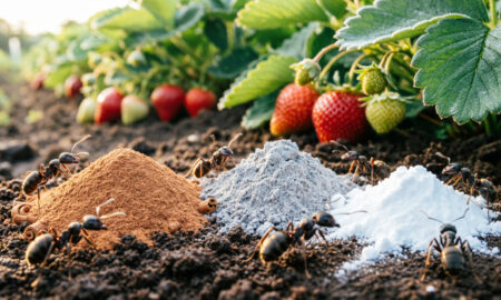 Защита от муравьёв рядом с грядками клубники