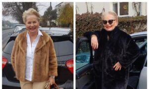 Пожилая стильная женщина в шубе