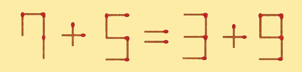 равенство "7+5=3+9" на бежевом фоне