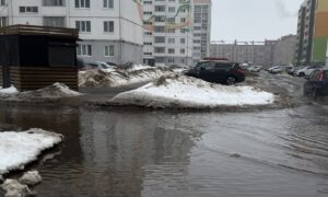 Лужи из-за оттепели