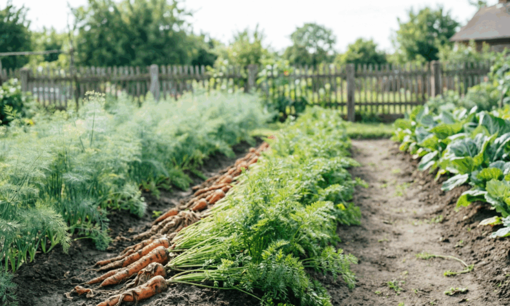 Укроп растёт рядом с морковью