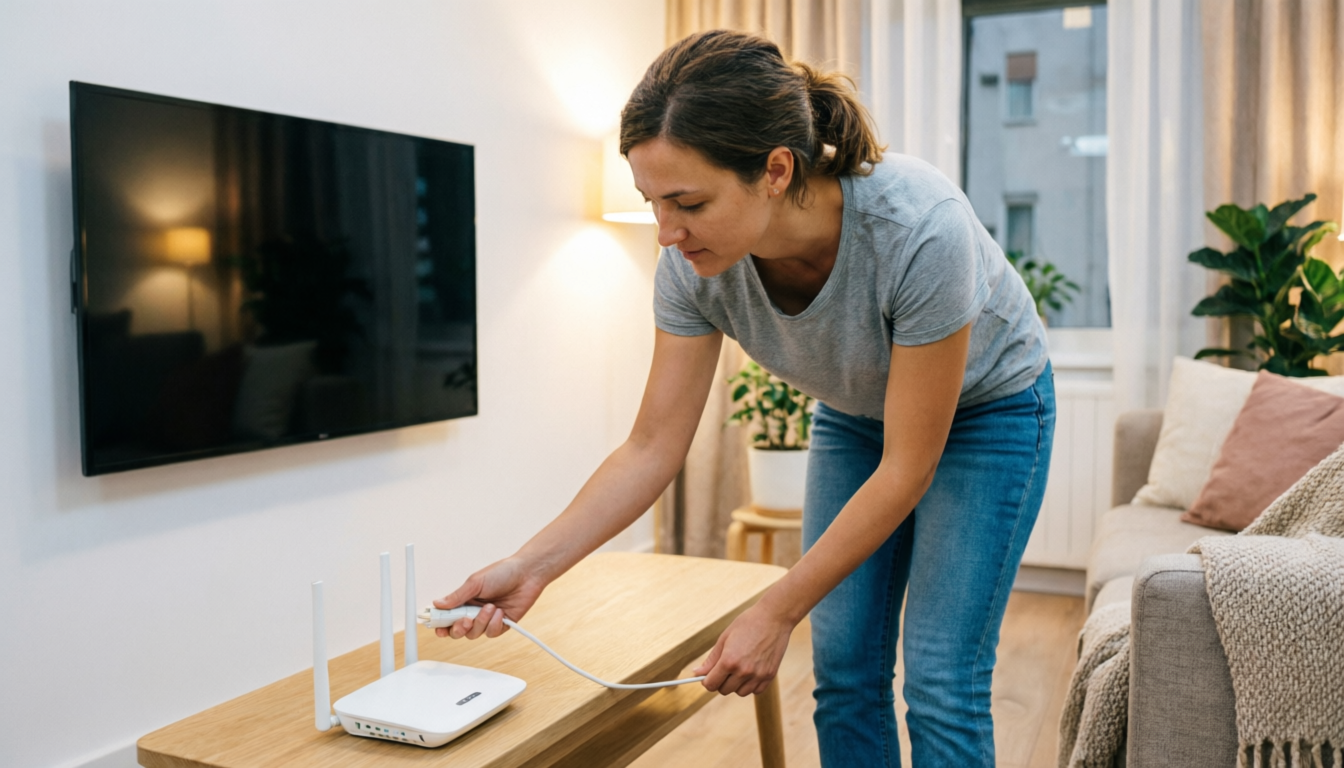 Женщина выключает электроприборы