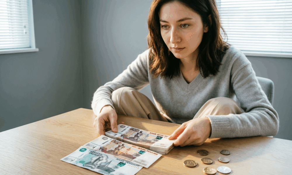 Девушка откладывает деньги на отпуск