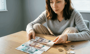 Девушка откладывает деньги на отпуск