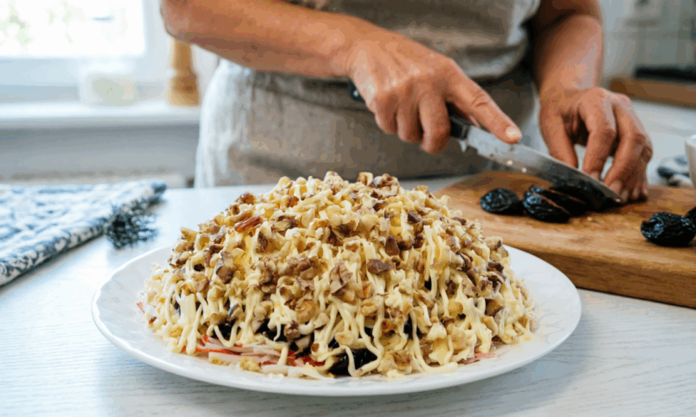 Женщина готовит салат